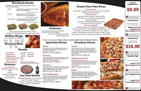 Blackjack Pizza Missoula Mt Menu