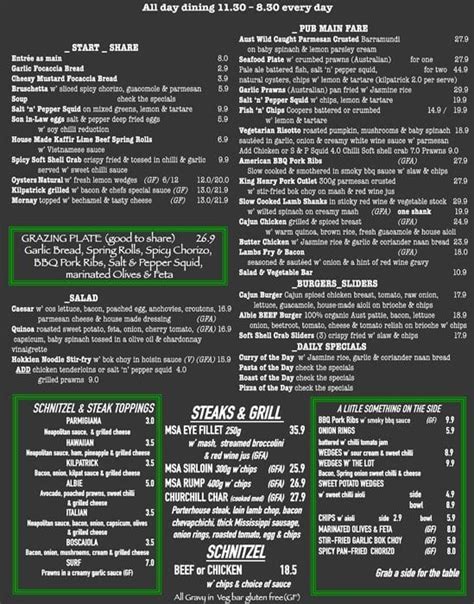 Casino Menu Adelaide