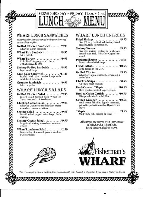 Casino Wharf Menu