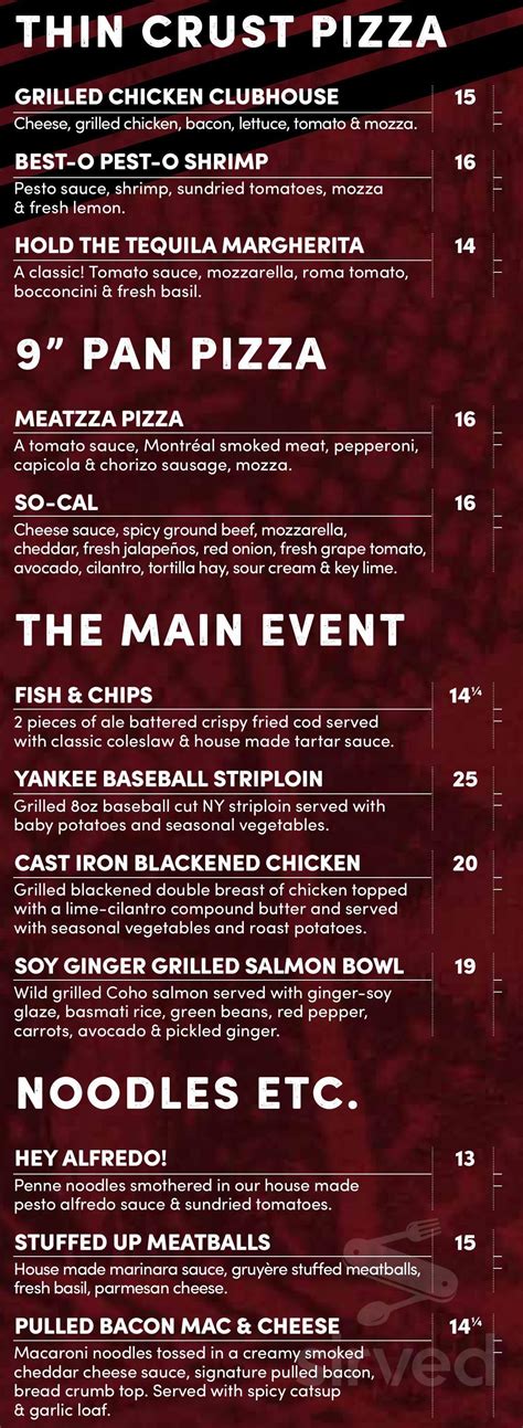 Chances Casino Campbell River Menu