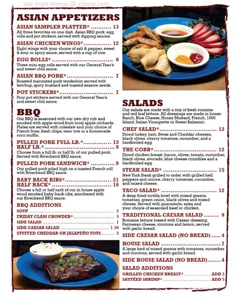 Quinault Casino Menu